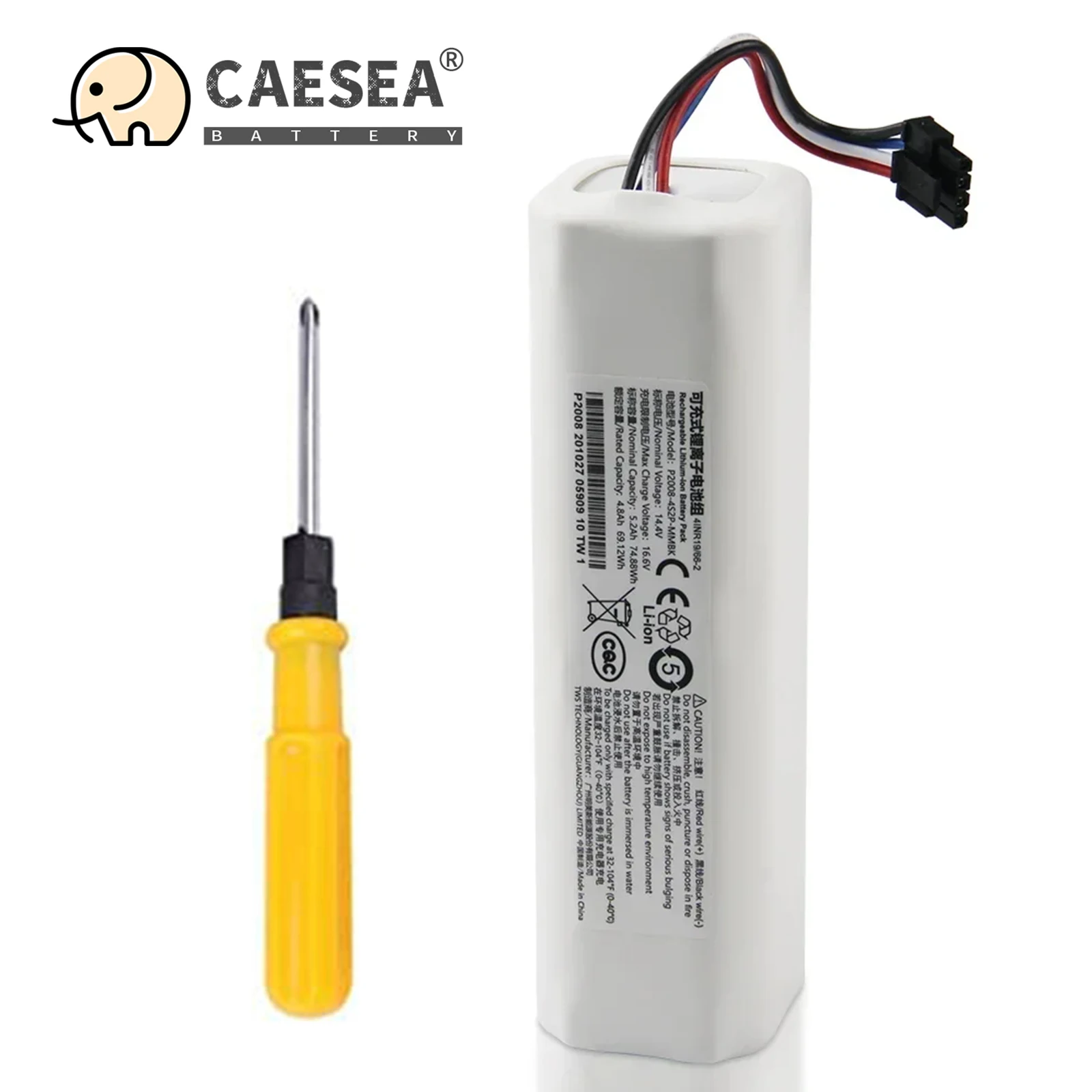 CAESEA 14.4V 5200mAh Replacement battery for Dreame F9 D9 L10Pro Plus P2150 P2008 vacuum cleaner