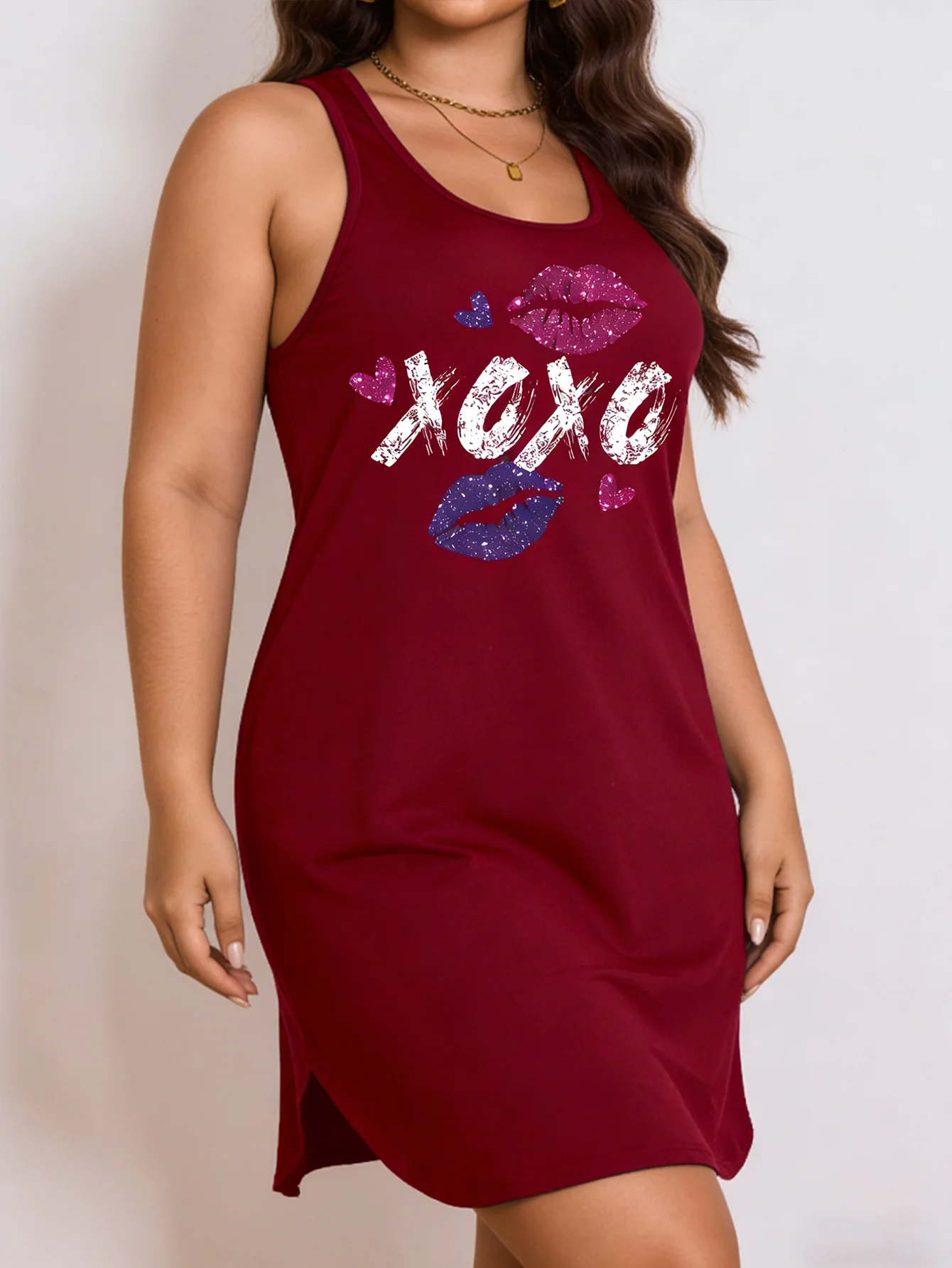 

Модное повседневное платье без рукавов с принтом для женщин больших размеров, платье-майка, для повседневной носки.