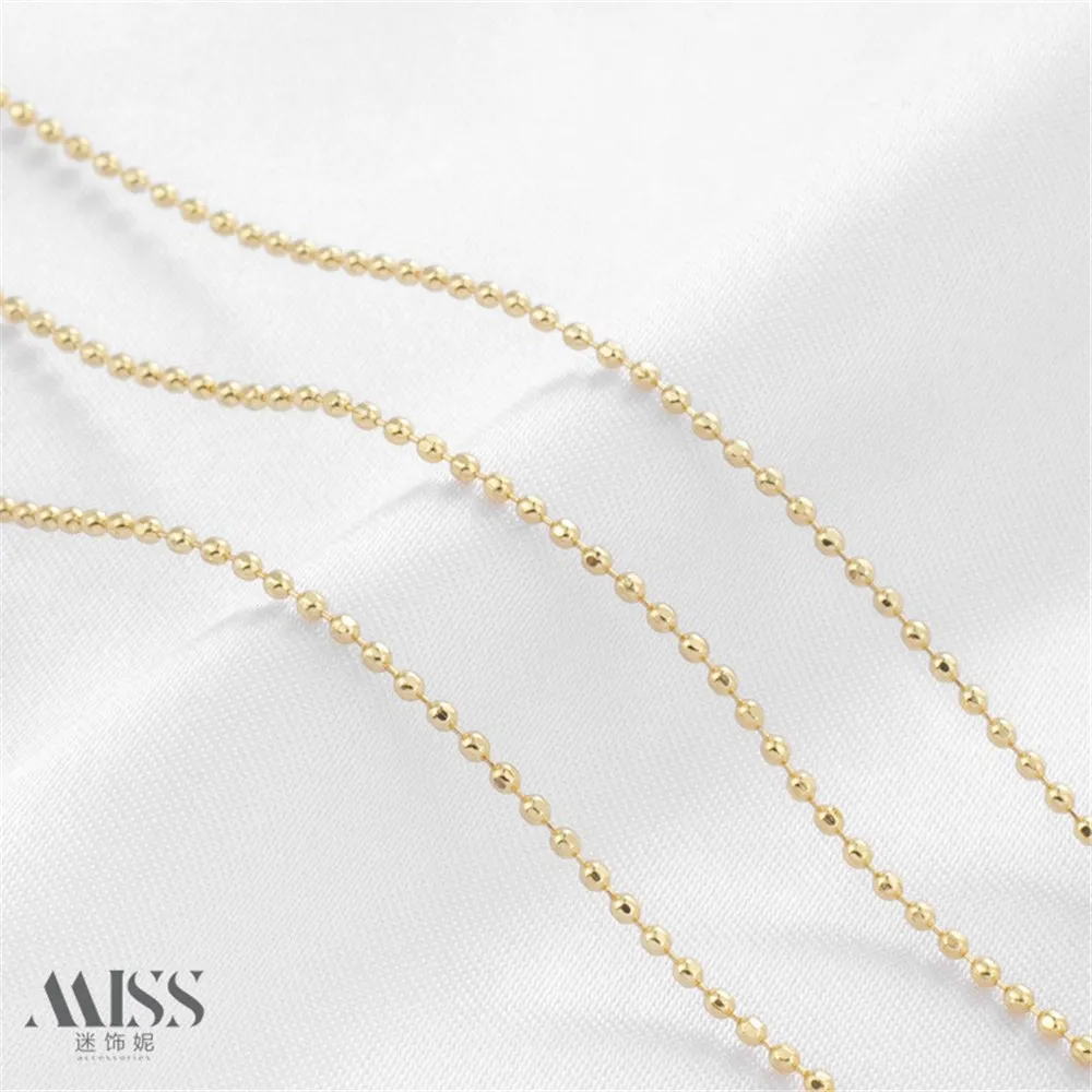 

14K Gold-plated Bead Chain with Laser Bead DIY Accessories, Loose Chain, Handmade Bracelet, Necklace, Jewelry Material