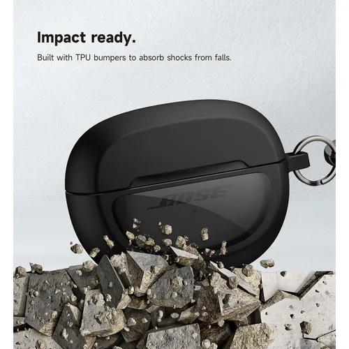 Imagen 2 del producto Funda de TPU dura transparente delgada y elegante a prueba de golpes con mosquetón para auriculares Bose Ultra Open 2024