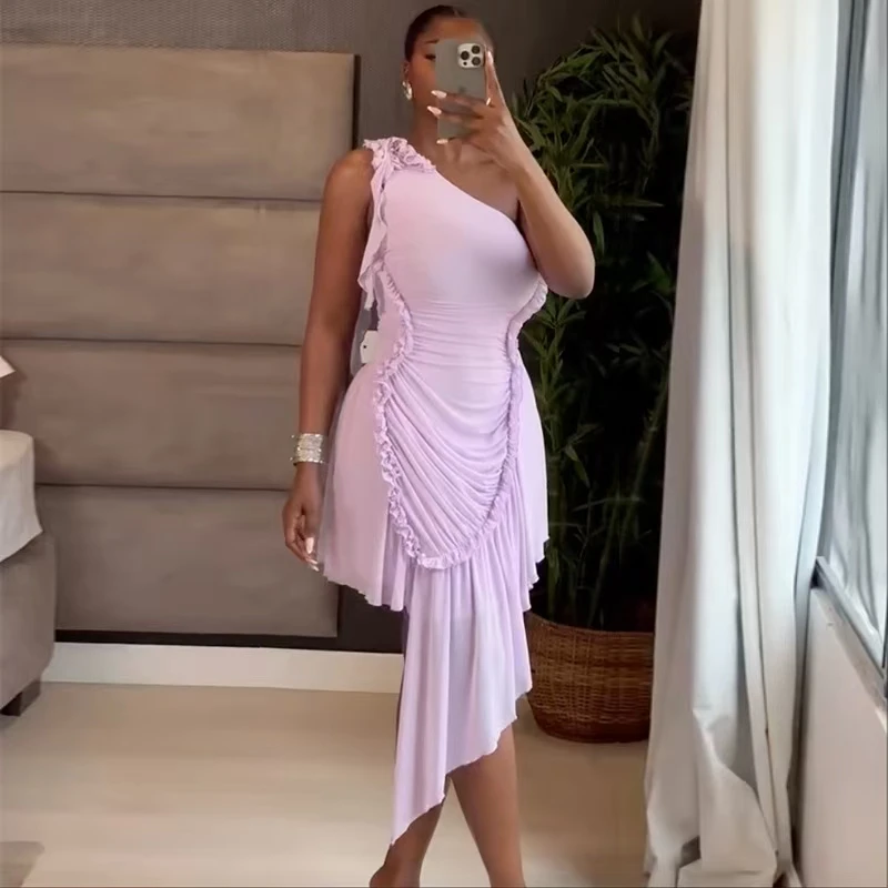 فستان سهرة مثير بظهر مكشوف وياقة هالتر، تصميم ضيق يبرز الأكتاف، تنورة عالية الخصر على شكل حرف A، طول متوسط للنساء #3