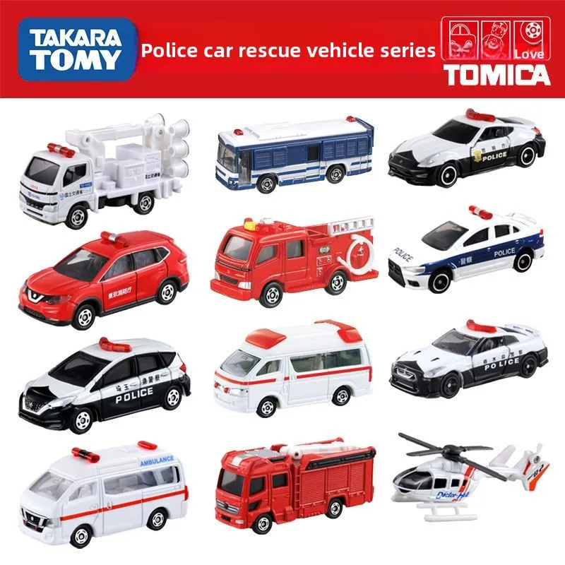 TAKARA TOMY, Modelos de Autos de Juguete, Auto de Policía, Camión de Bomberos, Ambulancia, Avión de Rescate, Mini Autos de Juguete para Niños, Juguetes de Vehículos de Aleación