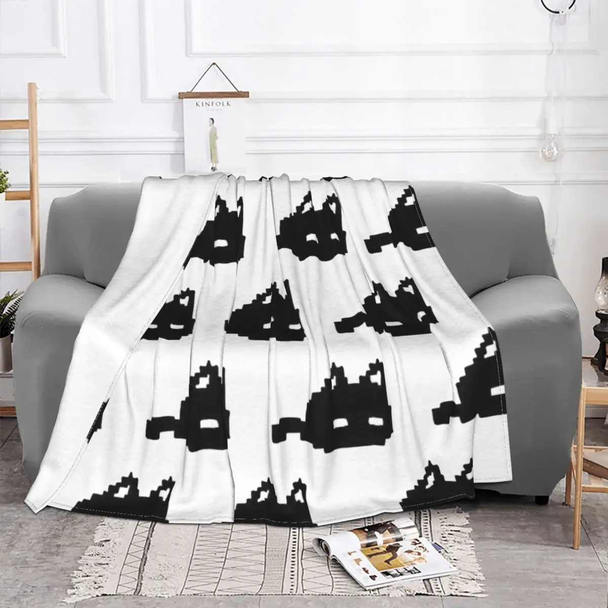 Omori Cat Blanket Cover Flannel Basil Aubrey Anime Game Super Warm Throw Blankets for Home Couch Bedroom Quilt