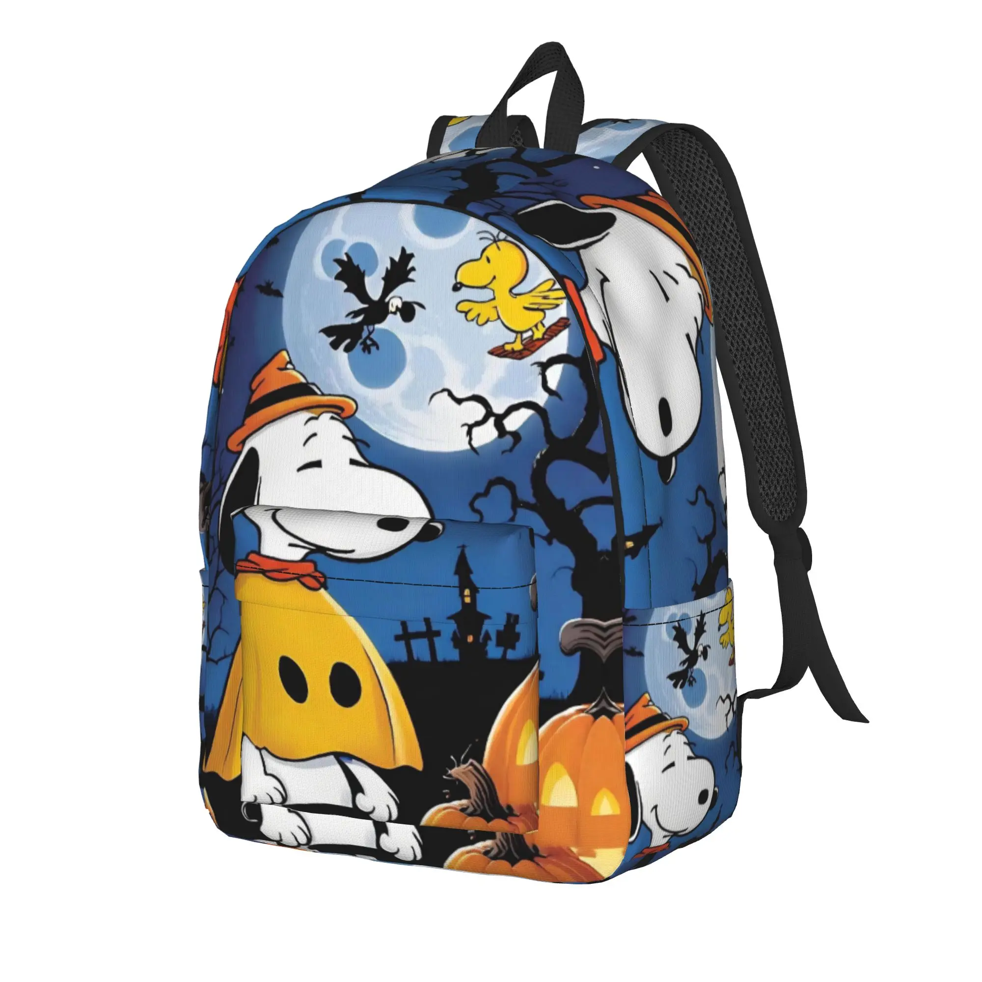 Snoopys Pumpkin Halloween Classical Backpack with Pocket Student Work  Daypack for Men Women College Shoulder Bag