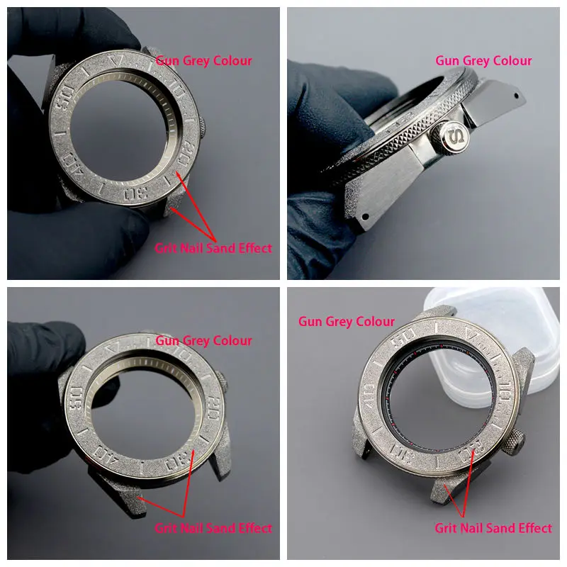 MOD Gun Color Grit Nail Sand Effect Watch Case Desgin Samurai Black SRPB55K1 Watch Fit Japan 4R35 4R36 NH35 NH36 7S NH34