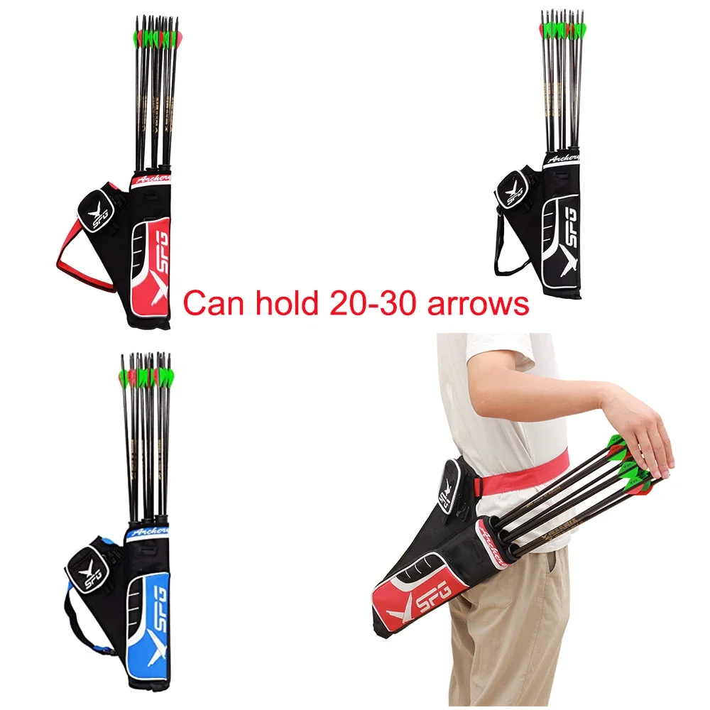 Kantong Anak Panah untuk Memanah, Kantong Pinggang Tahan Lama dengan Sabuk Pinggang yang Dapat Disesuaikan, Tabung Tiga Anak Panah untuk Penyimpanan Anak Panah, Aksesoris untuk Busur Compound dan Busur Recurve