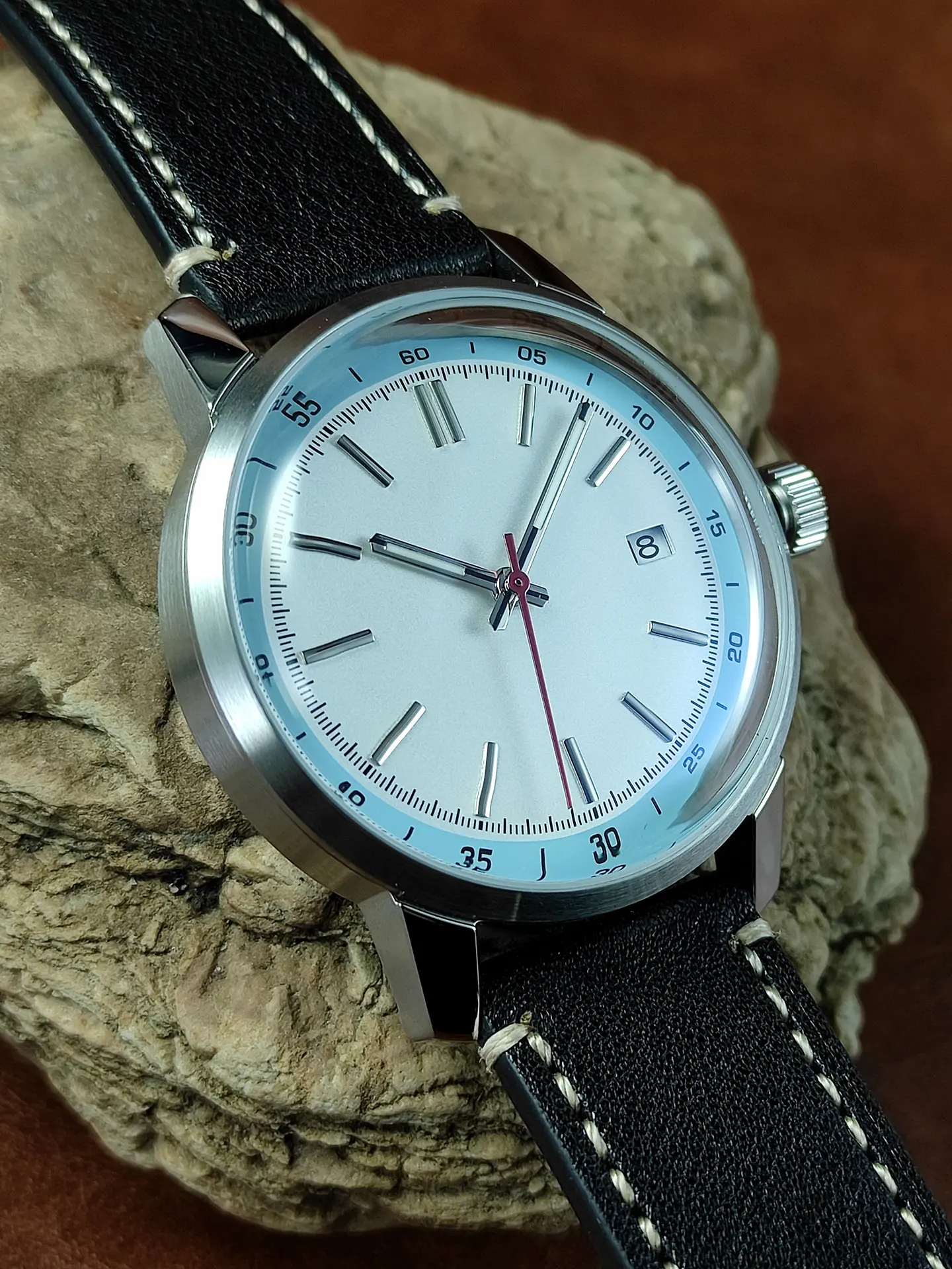 

Мужские автоматические механические часы Vakuy Business Art Calendar 40 мм с механизмом NH35, серебряными метками, из натуральной кожи, водонепроницаемые