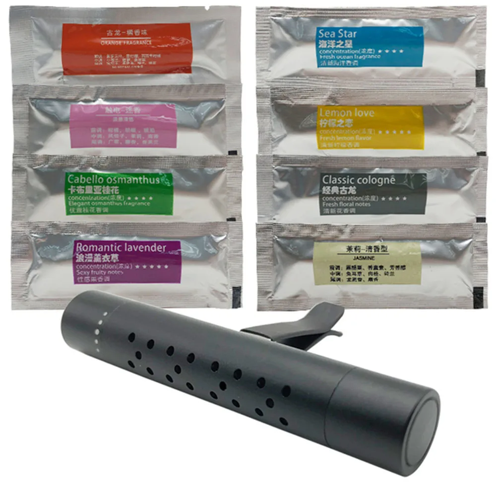 Air freshener kit, fragrance on deflector, air freshener cartridges, scent range, aroma stick