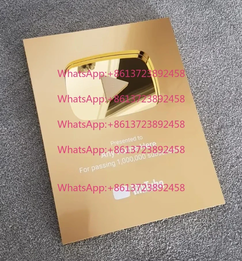 100K For YouTube Play Button Award Aluminum  Award Plaques Custom Gold For YouTube Creator Awards 2026