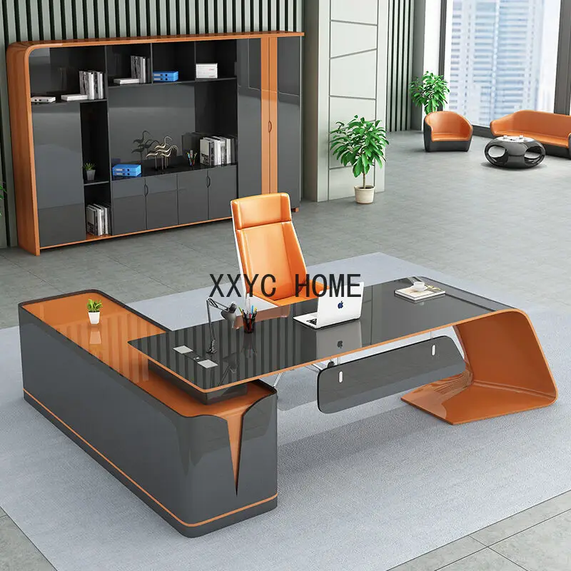 Luxury Creative Customized Technology Baking Paint Office Desk Boss Desk Fashionable Manager Desk President  Furniture AA