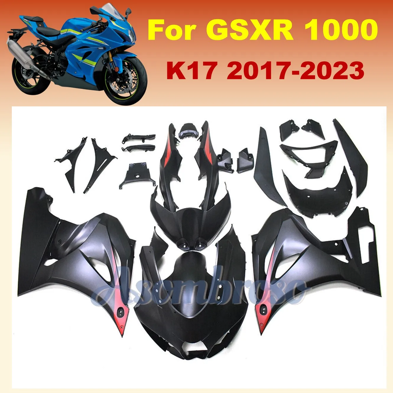 New ABS Motorcycle Fairings Kits For GSX-R1000 2017 2020 2019 2023 GSXR1000 2018 2021 2022 Matte black Full Protection Bodywork