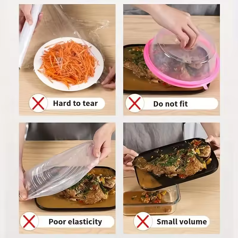 100pcs Disposable Food Cover Saran Wrap Bowel Cover Food Grade Fresh-keeping Plastic Bag Kitchen Storage Accessories - Image 4