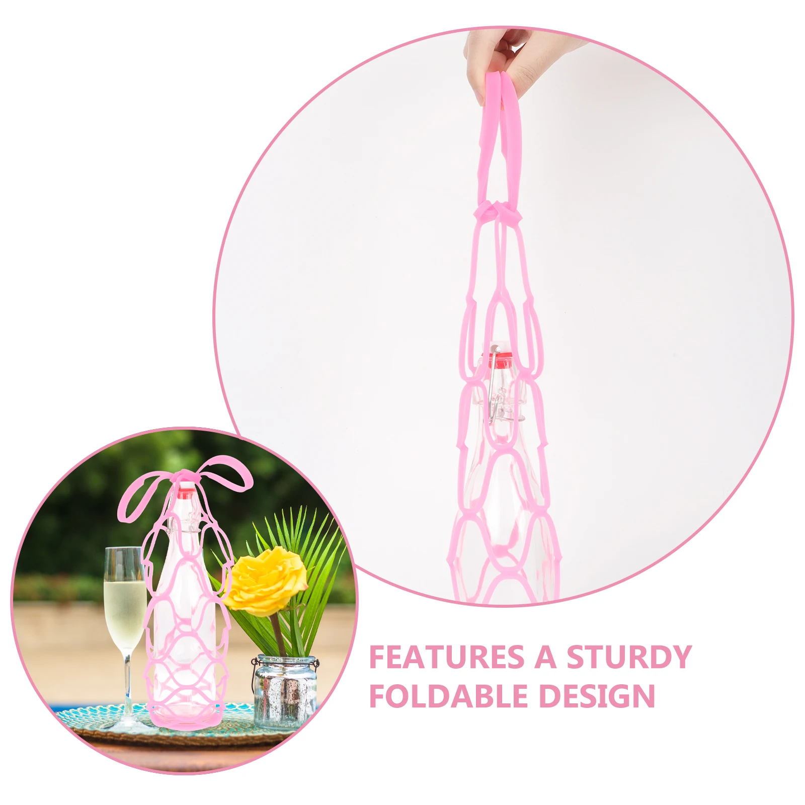 

3Pcs Wine Bottle Carrier Silicone Multi-Use Foldable Holder with Handle Portable Coaster for Wine Bottle Storage