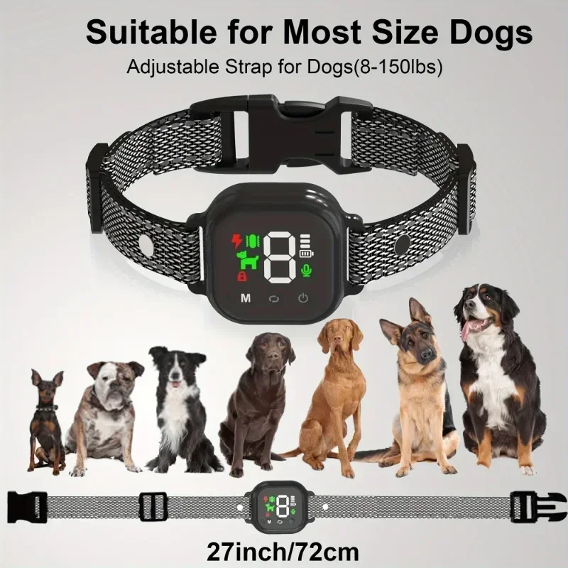 Dog Barking Collar, Rechargeable Anti-barking Dog Training Collar, Touch Screen Beep Vibration Smart Pet Training Products