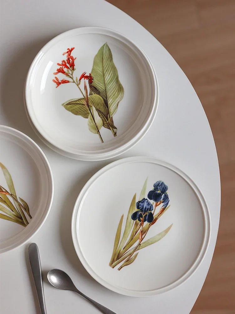 

Foreign trade high-end , household dish, glazed retro ceramic deep, breakfast, salad , dining plate