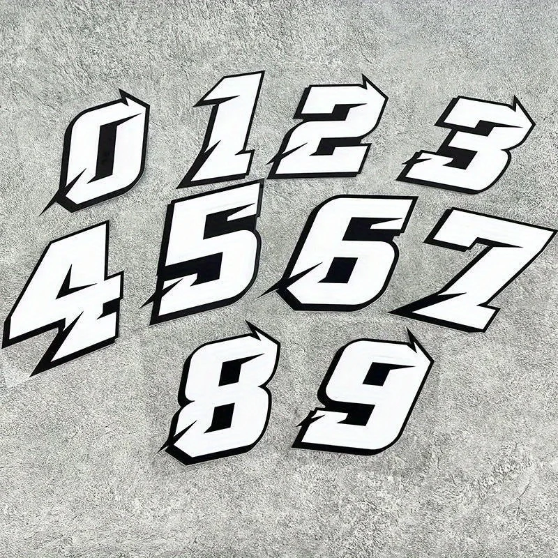 

1 шт. 0-9 наклейка с номером в стиле молнии (черный, белый цвет) водонепроницаемые виниловые наклейки для автомобиля, ноутбука, мотоцикла, декор JDM
