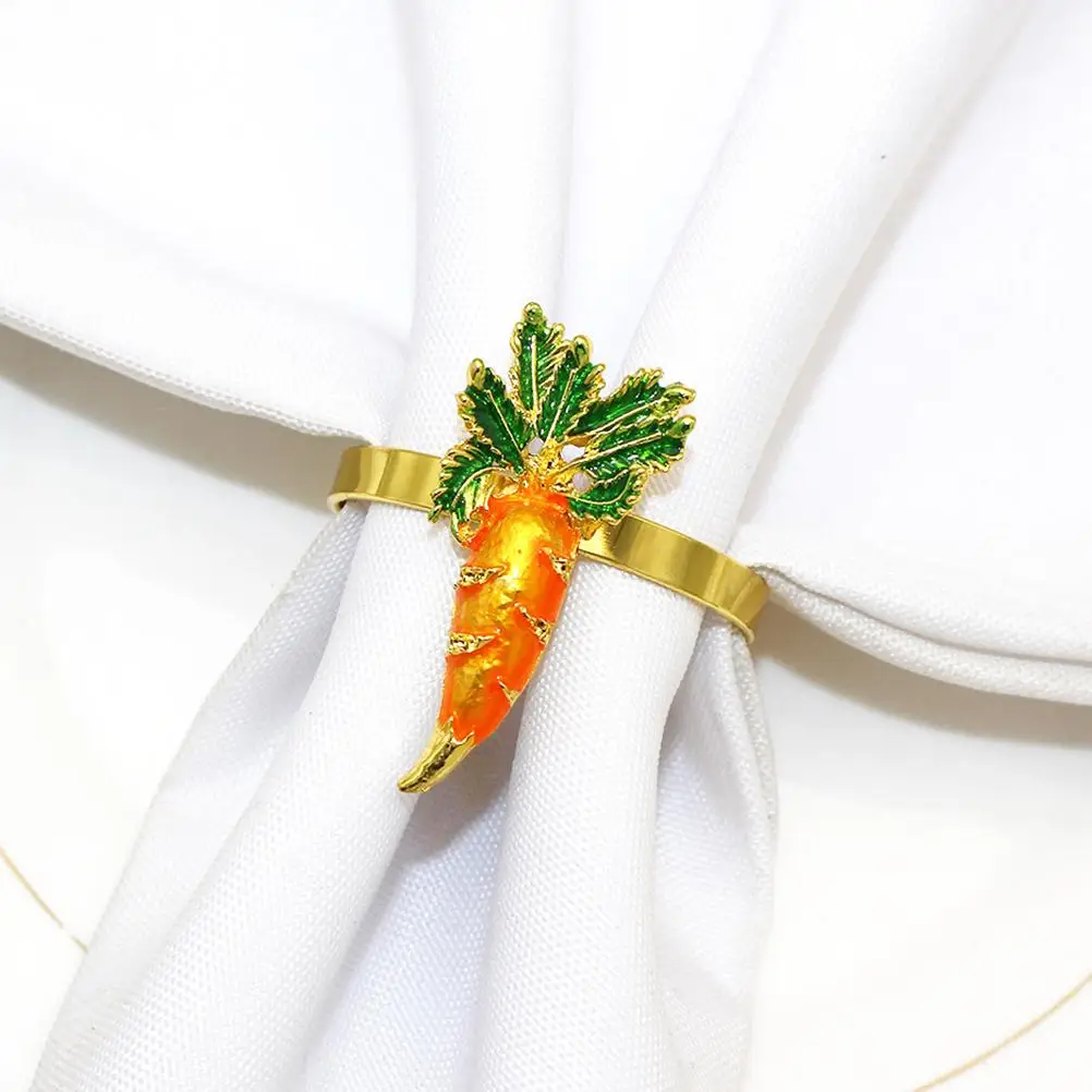 

6 Pcs Carrot Napkin Rings Metal Decorative Party Dinner Festival Easter Spring Wedding Holiday Birthday Ceremony