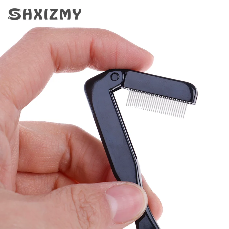 Foldable eyelash comb metal eyebrow brush tool mascara separator lash curl black