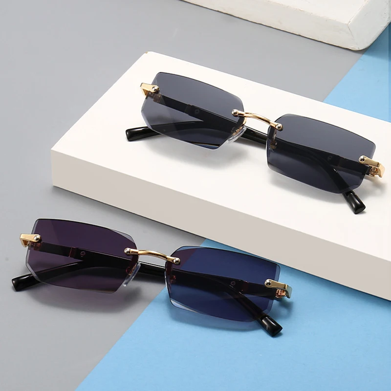 

Fashion Rimless Sunglasses Men Women Populare Frameless Sun Glasses Male Female Classic Small Square Summer Traveling Shades