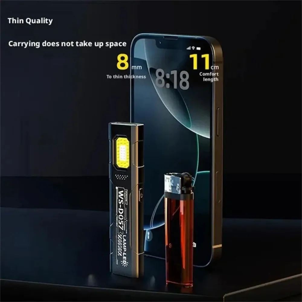 المحمولة سلسلة المفاتيح LED مصباح يدوي USB قابلة للشحن ثنائي المصدر الإضاءة مصباح شعلة صغيرة سطوع عالية المغناطيسي الخلفي #2