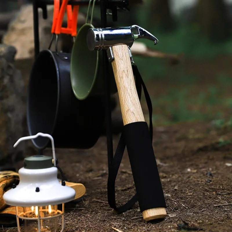 

Молоток для гвоздей для улицы, молоток из цельного дерева, портативные колья для кемпинговой палатки с деревянной ручкой, безопасный съемник гвоздей для использования на открытом воздухе