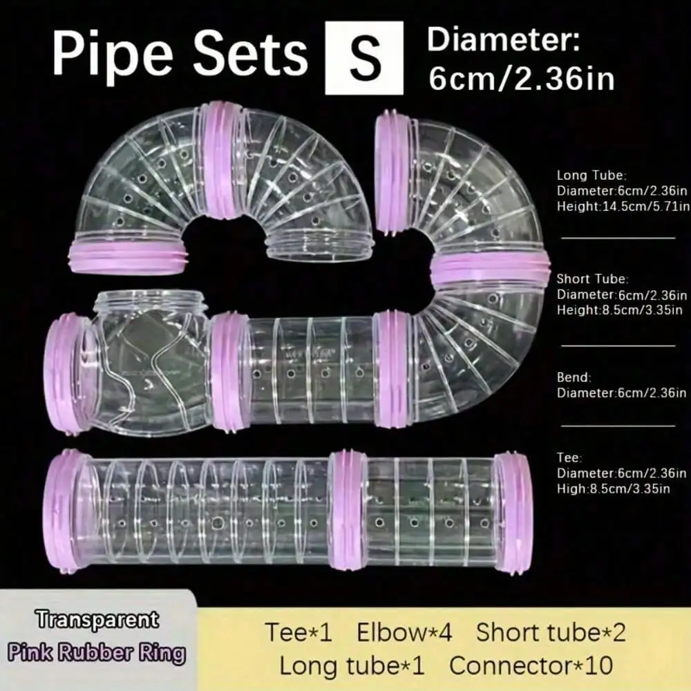 Transparentes kleines Haustier-Tunnel-Set, DIY-verbindbare Röhren für Hamster, Zwerge, Bären, lustige Aktivität, Spielplatz, 5,5 cm Kaliber – Detail 2