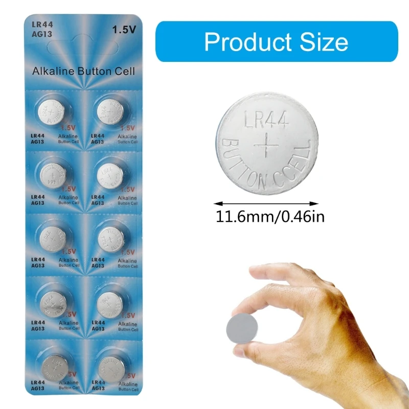 DX62 10PCS LR44 AG13 1.5V Button Coin Cell Batteries A76 357 357A LR1154 SR1154 SR44 For Toys, Watches, Games