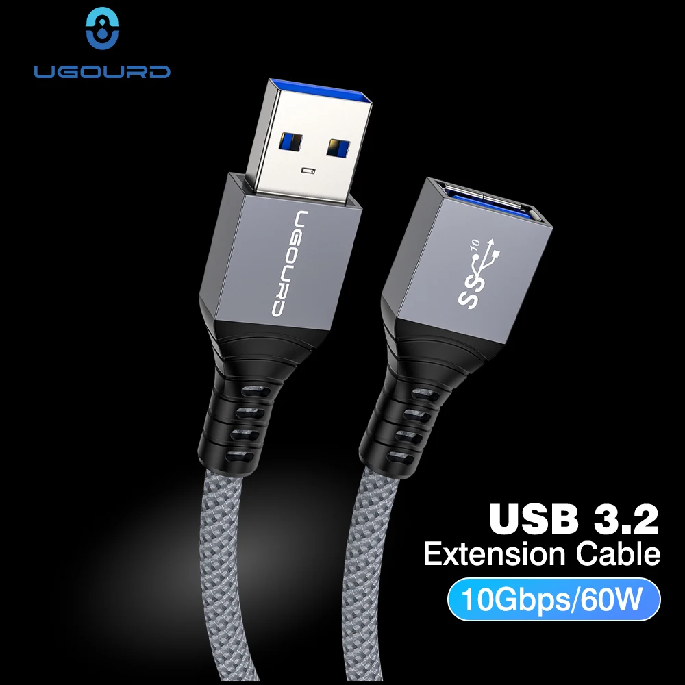 UGOURD USB 3.2/3.1 Gen2 Verlängerungskabel 10 Gbit/s USB-A-Stecker auf USB-A-Buchse Verlängerungskabel USB3 Erweiterungskabel für Drucker 0,2 m-2 m