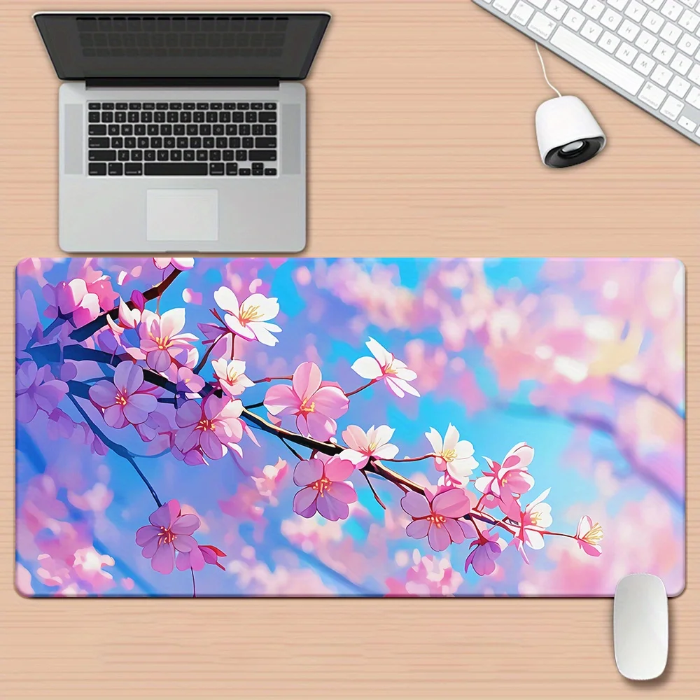

Pink Cherry Blossom Pattern Rubber Extra-large Gaming Mouse Pad, Large Office Decorative Mat, Laptop Keyboard Non-slip Desk Pad