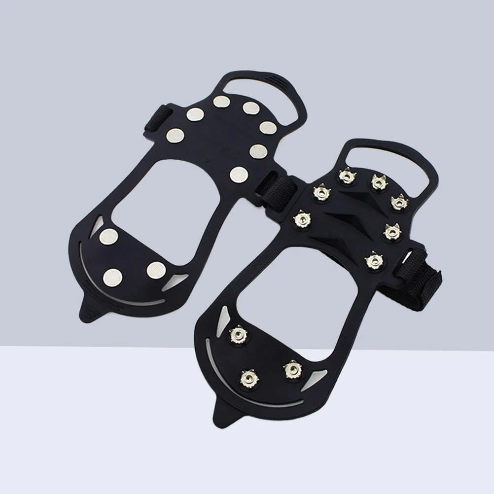 1 Pair Reinforced 10 Toothed Non-Slip Lacing Manganese Steel Crampons Climbing Shoe Cover Multi-function Wrench Free To Adjust (