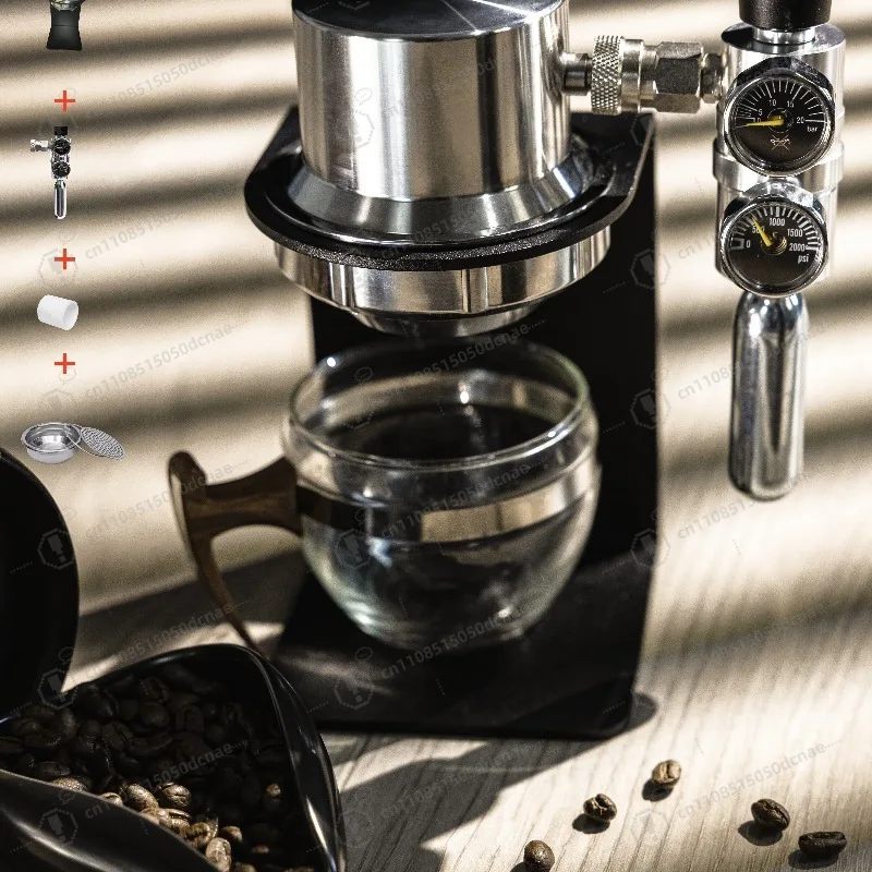 Pneumatic Espresso Machine 9Bar Portable Stainless Steel Coffee Maker for Home Manual Air Driven