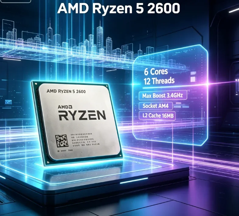 AMD Ryzen 5 2600 6 Core 12 Thread 3.4GHz Boost 3.9GHz 16MB L3 AM4 Motherboard Support X570 Gaming Processor