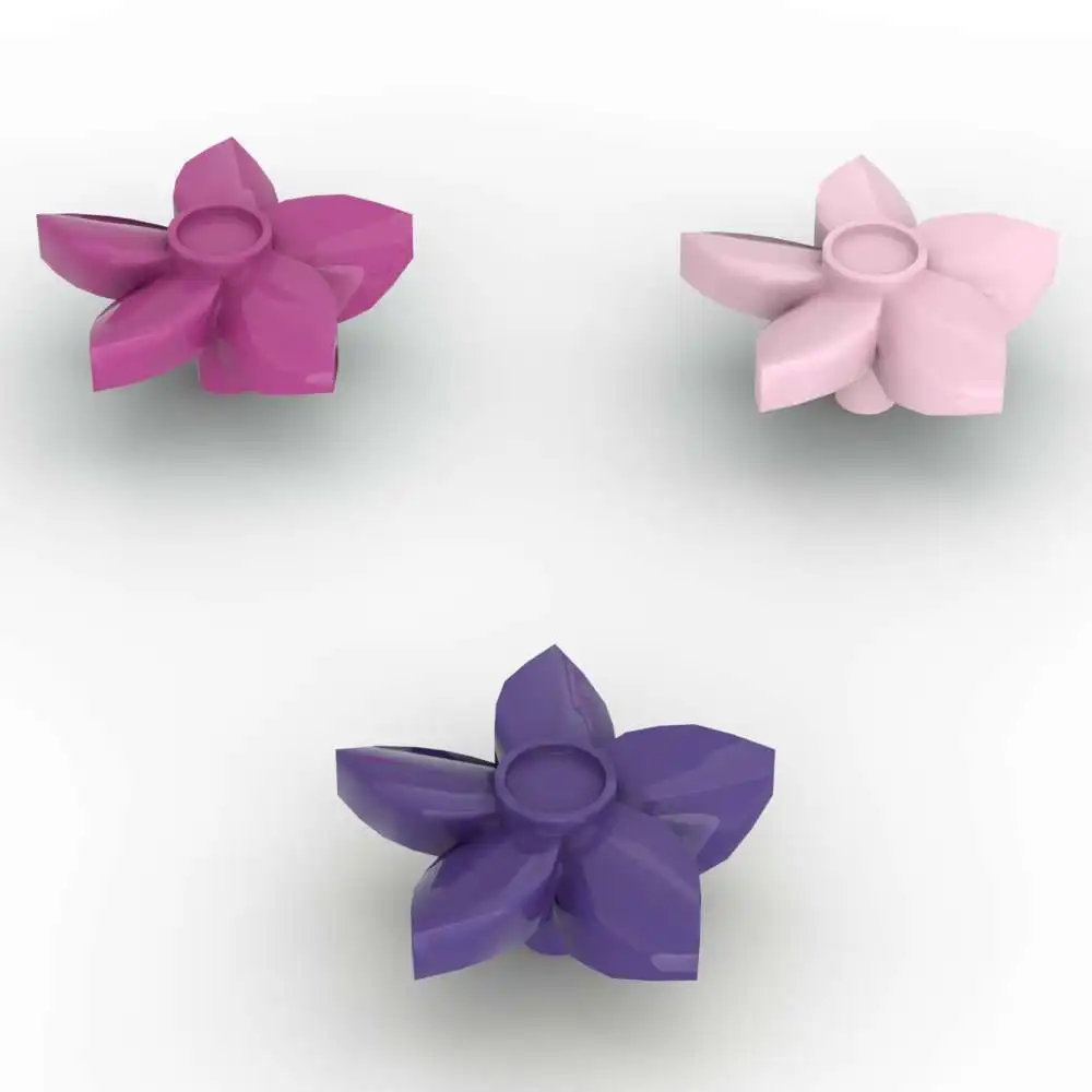 MOC 10PCS Flower With Pointed Petals 18853 Building Blocks Kit Small Pin Bricks Educational Particle Toys Children Birthday Gift