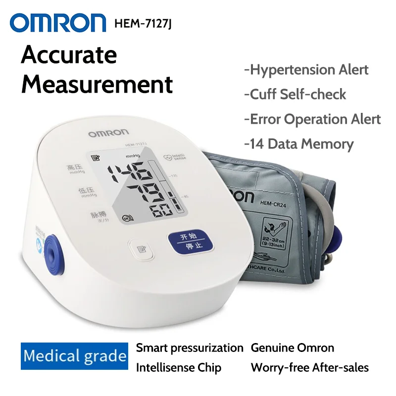 Monitor de presión arterial Omron HEM-7127J auténtico, electrónico, para la parte superior del brazo, medidor de hipertensión, preciso, para uso doméstico.
