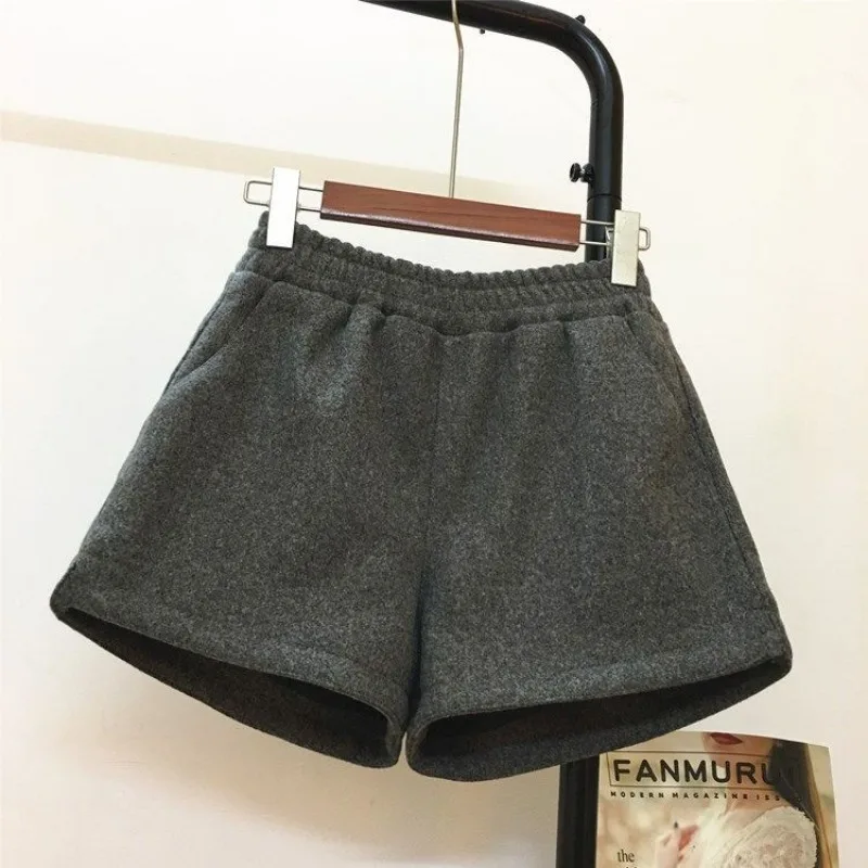 Shorts Women Autumn Cozy Elastic Waist Stylish Solid Feminino Korean Simple Vintage Elegant Casual Popular High Street All-match