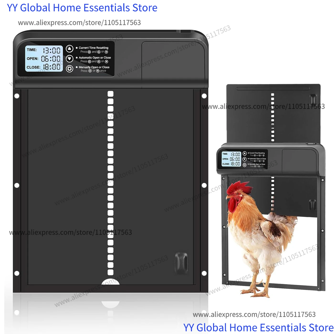 Porte automatique de poulailler avec minuterie, alimentée à l'énergie solaire et étanche, en aluminium, pour la sécurité des volailles