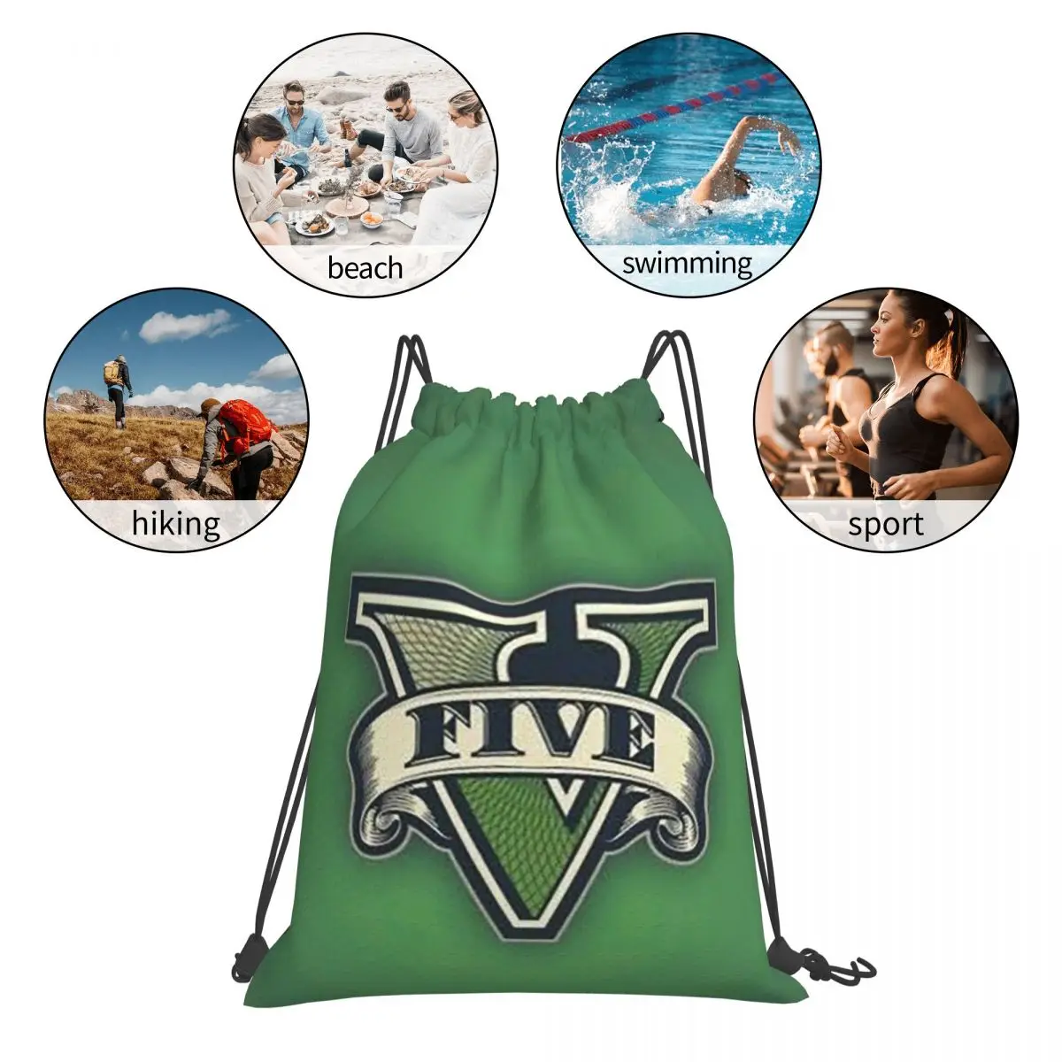 حقائب ظهر Grand Theft Auto Collage Adventure Game GTA حقائب ظهر عصرية محمولة برباط وحقيبة أحذية وحقائب كتب للسفر #4