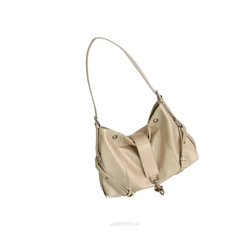 X5XA Stylish Large Capacity Undrearm Handbag Soft PU Leather Work Bag Lightweight Shoulder Bag Practical Office Essential