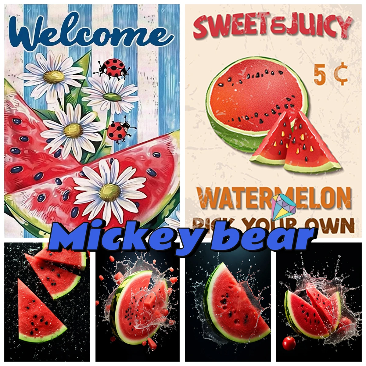 

Watermelon Diamond Painting Kit Colorful Fruit Mural Diy Diamond Embroidery Cross Stitch Simple Handmade Gift Home Wall Decor