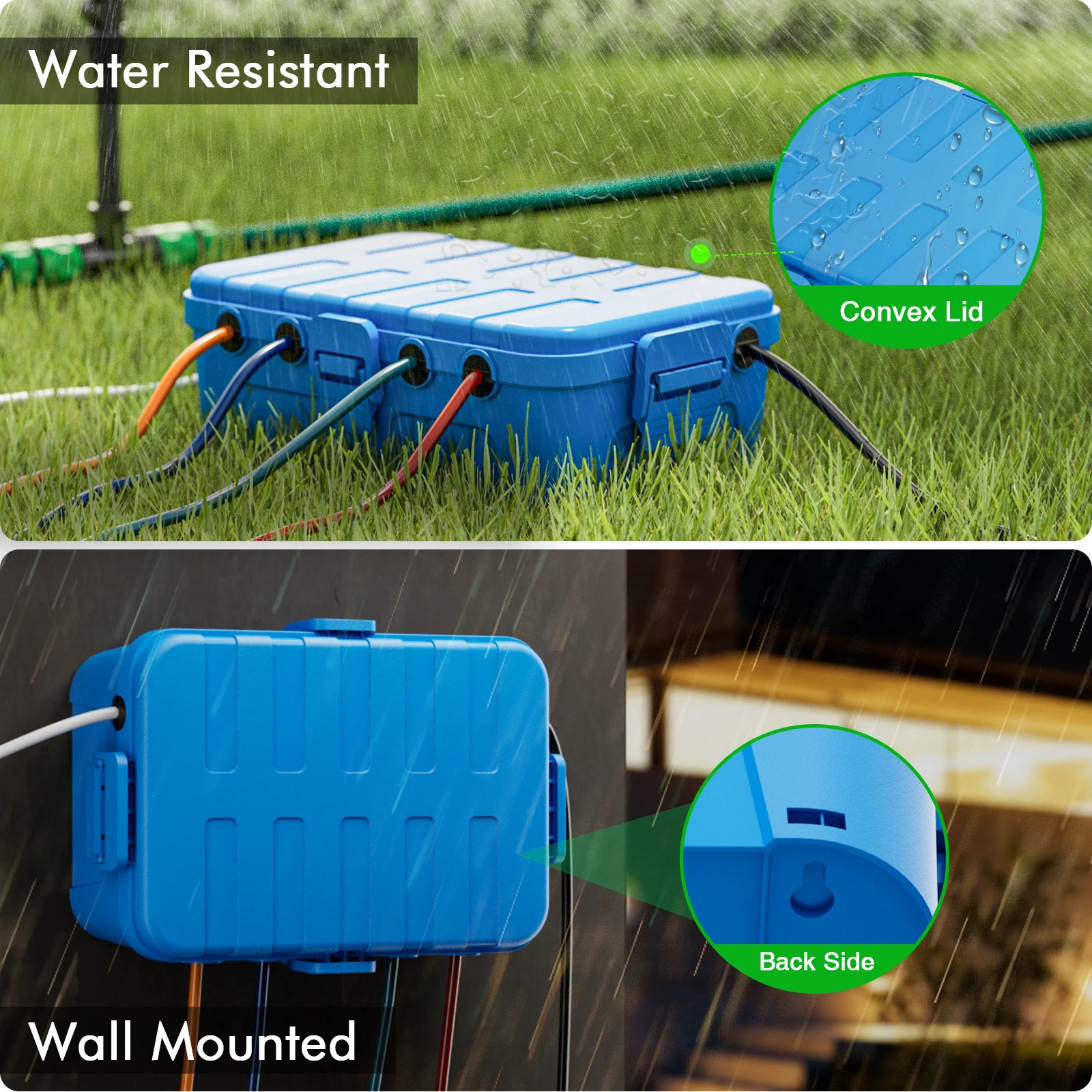 

Outdoor Extension Cord Cover 32x22x13cm Heavy-Duty 4 Clips Rubber Gaskets Dual Mounting Holes For Security Cameras Holiday Decor