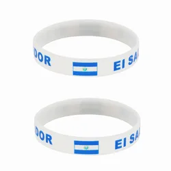 2pcs El Salvador Flag Silicone Bracelet Sports Game Wristband National Wrist Strap for Men Women Rubber Band Fashion Accessories