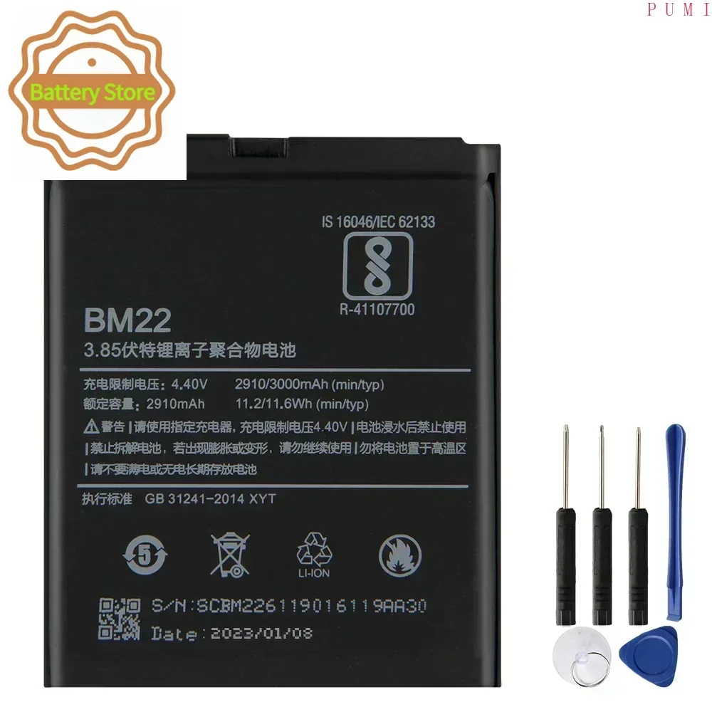 BM22 Phone Battery For XiaoMi 5 Mi5 M5 Prime Replacement Battery High Quality Batteries With Tool 3000mAh Production in 2025