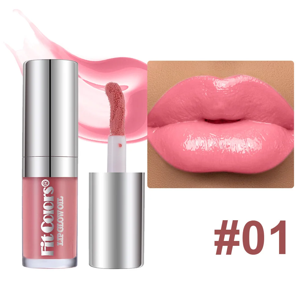 6 colors moisturizing pearlescent mirror lip glaze lip plumping honey lip oil large brush head lip