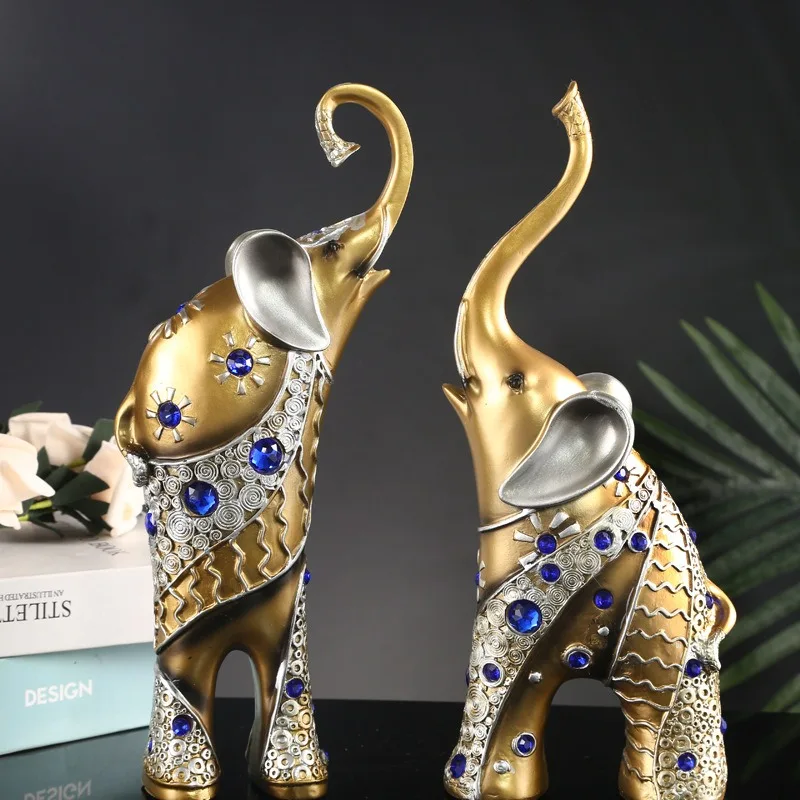 

European Resin Elephant Crafts Mother and Child Animal Figurine Home Living Room Decoration Creative Ornaments