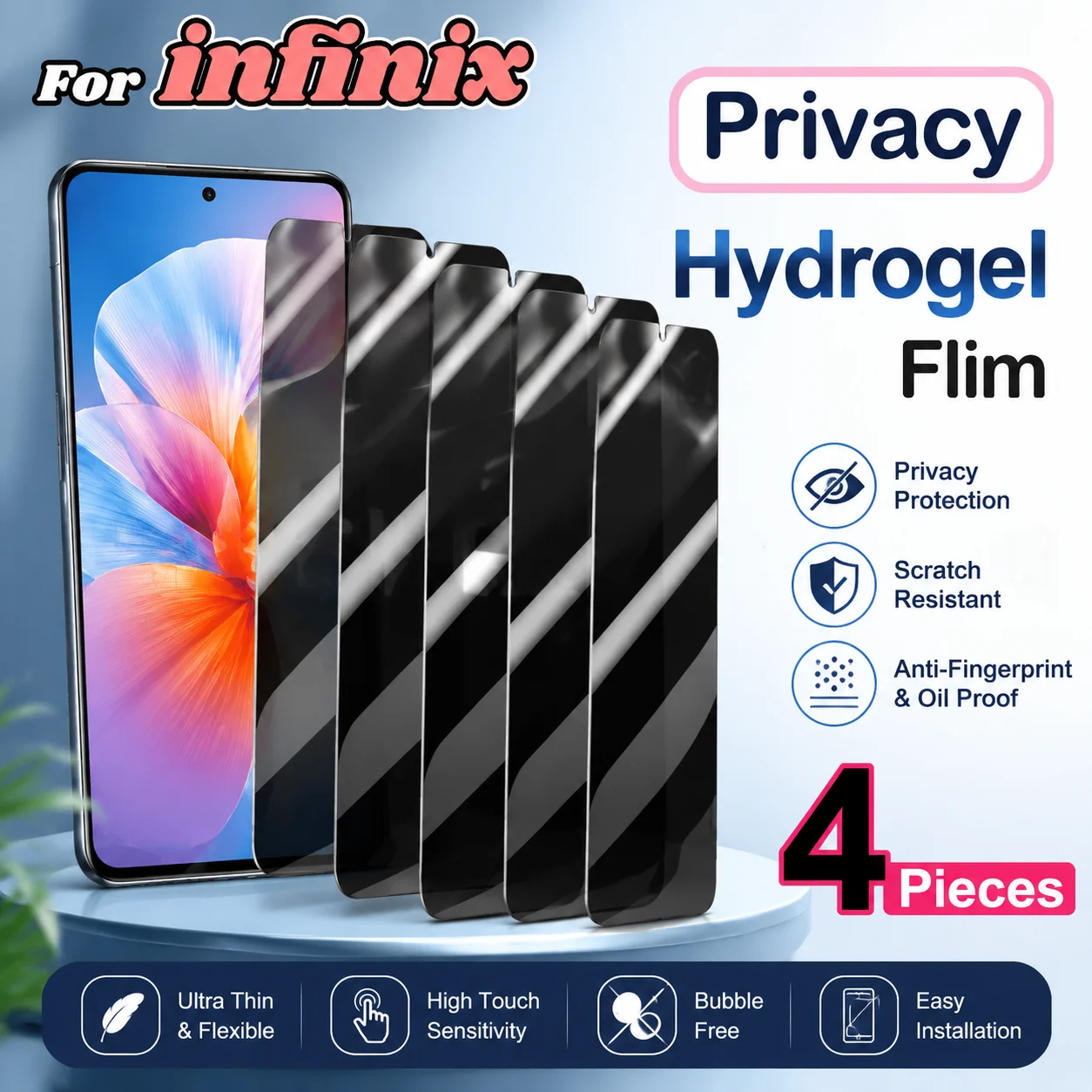 4 Pieces Soft Hydrogel Film For infinix Note 60 50 40 30 10 Pro+ Privacy Film For infinix Note 60 Ultra 50 40S 40 50X 30 VIP 30i