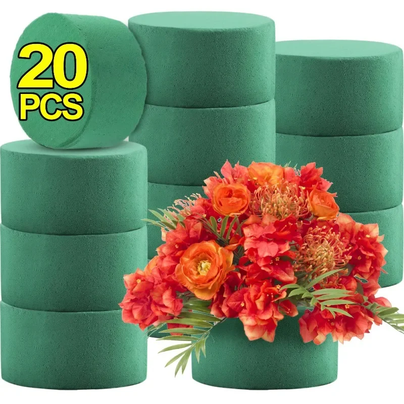 Round Floral Foam Blocks Green Wet Absorbent Sponge Block Fresh/Dry Floral Foam Block Flower Arrangement Supplies for Wedding