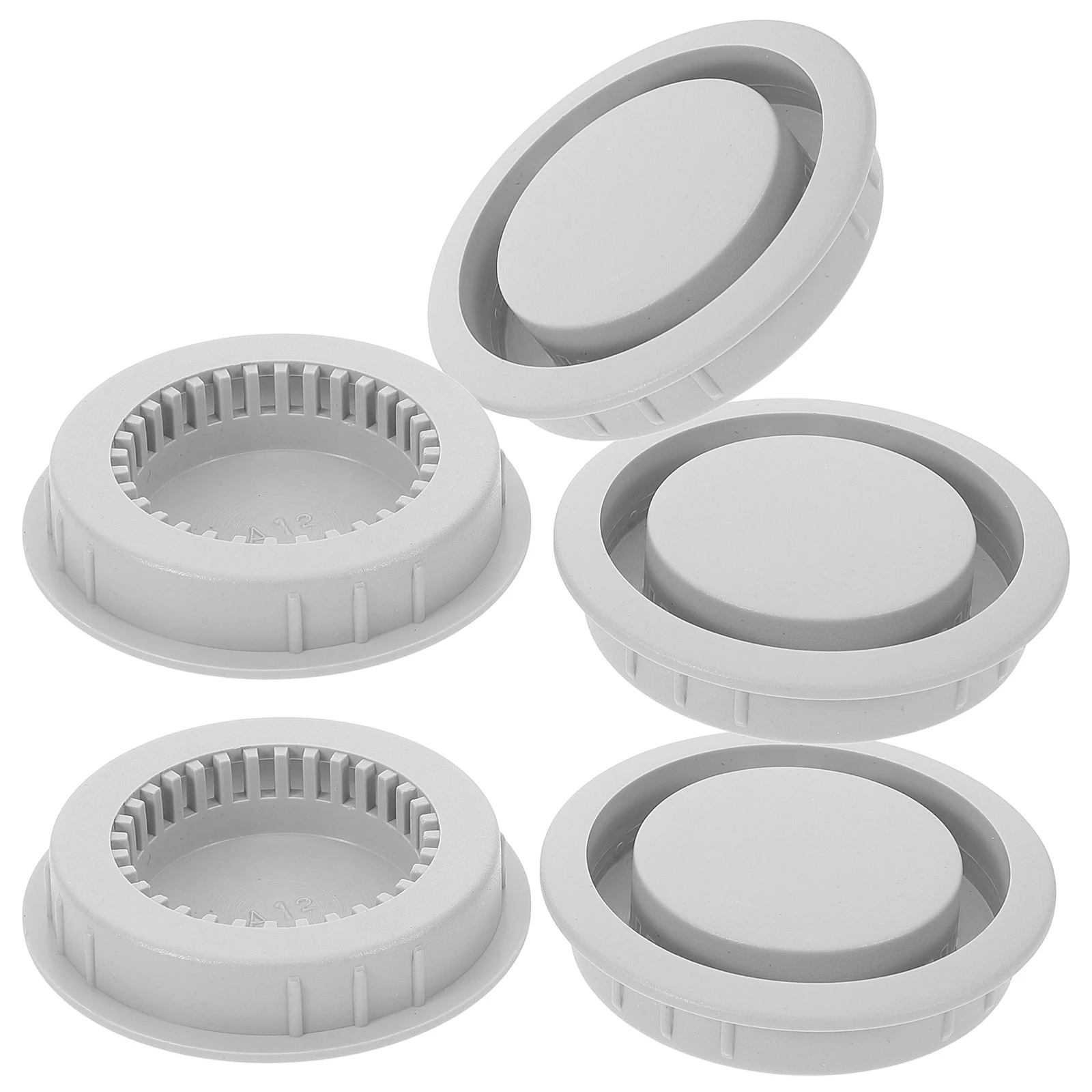 

5pcs Circular Air Vent Hole Cover Gray Cabinet Soffit Vents Round Ventilation Plastic Furniture Decor Shoebox Plug