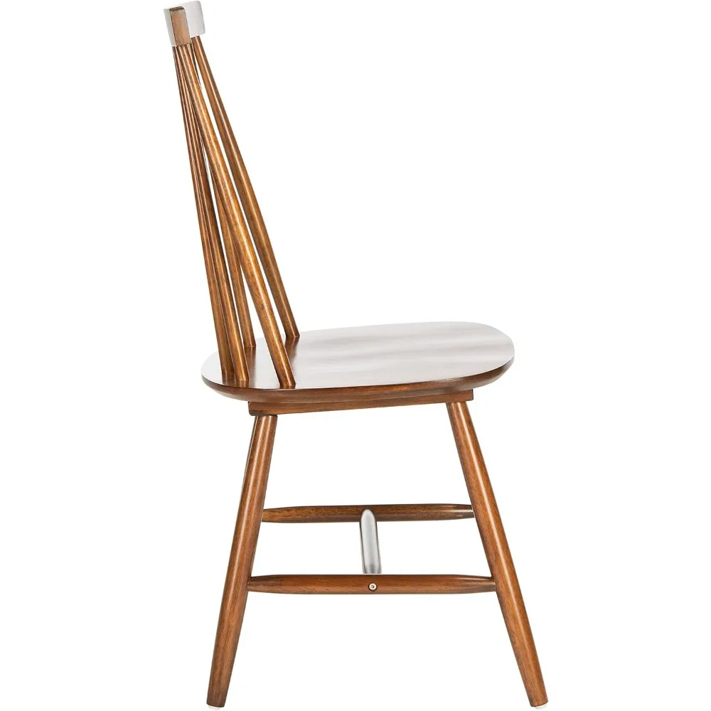 كرسي بظهر مغزل بني من خشب الجوز على طراز المزرعة من بريام لغرفة المعيشة ولمسات الطعام