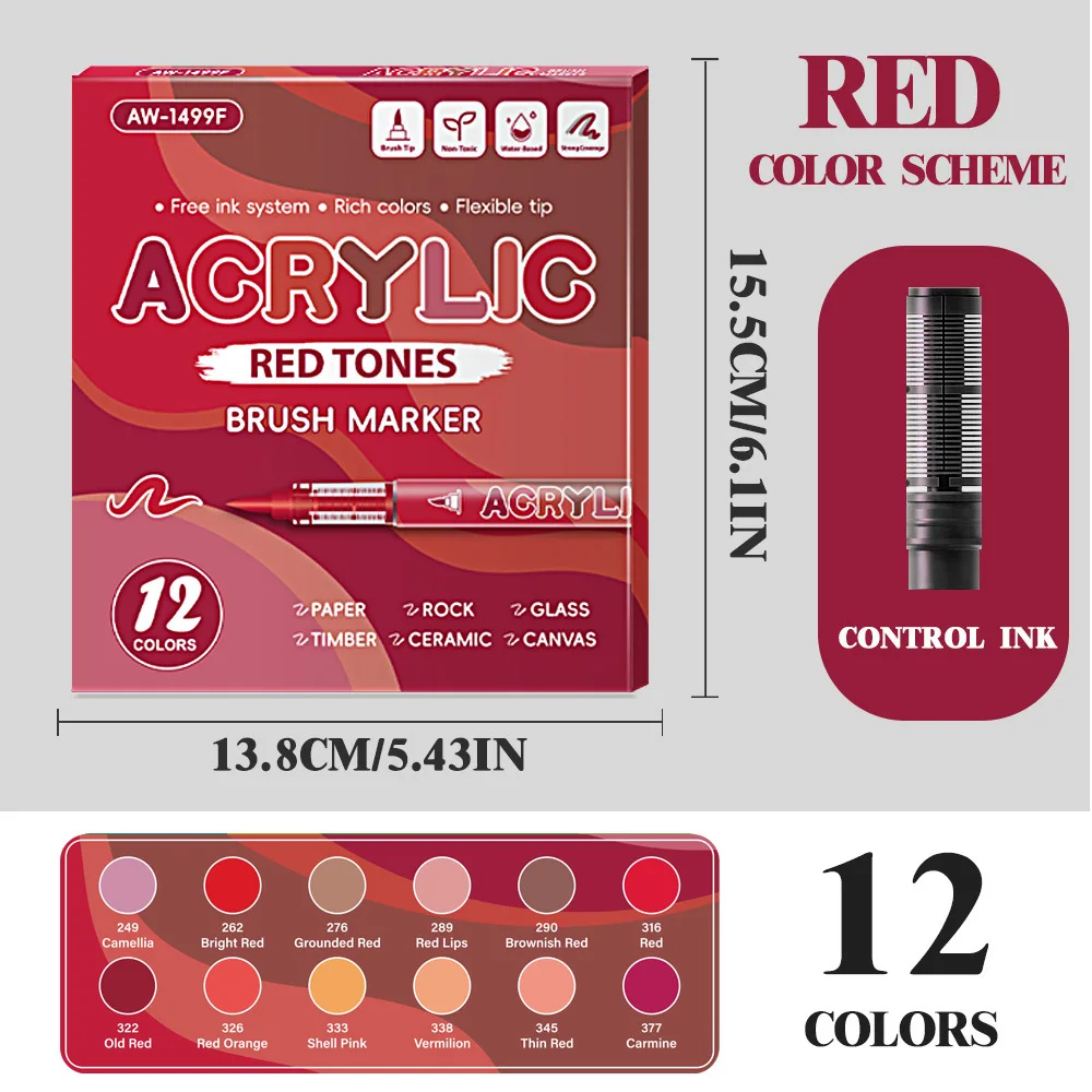 

84 Colors Acrylic Paint Markers, With Direct-Liquid Ink System, Brush Tip, For Wood, Glass, Fabric And DIY Crafts Art Supplies