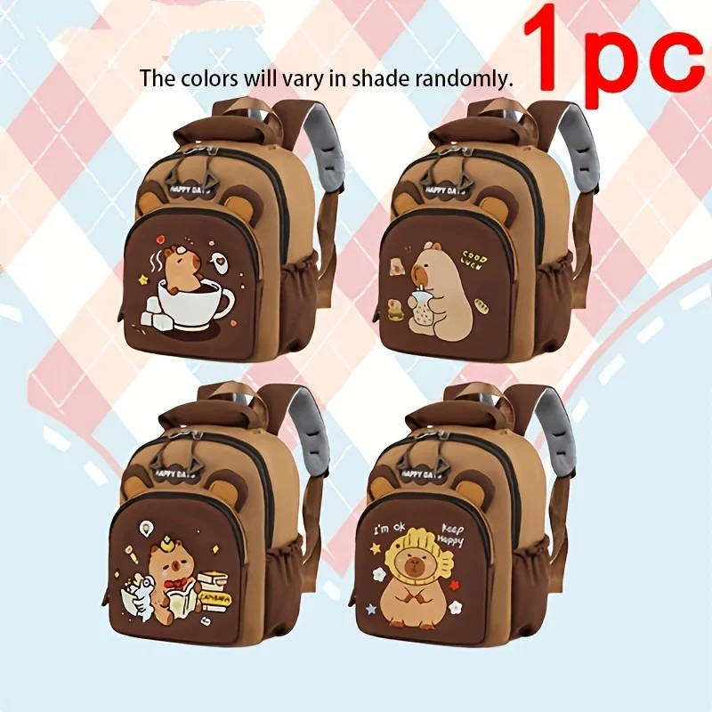 

Милый мультяшный мини-рюкзак в виде медвежонка для школьного сезона, с принтом капибары, идеально подходит для ежедневных поездок в школу.